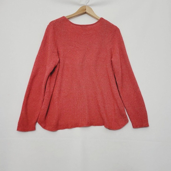 J Jill Orange Knit Cotton Acrylic Sweater Textured Boat Neck Womens Plus 1X - Picture 2 of 9
